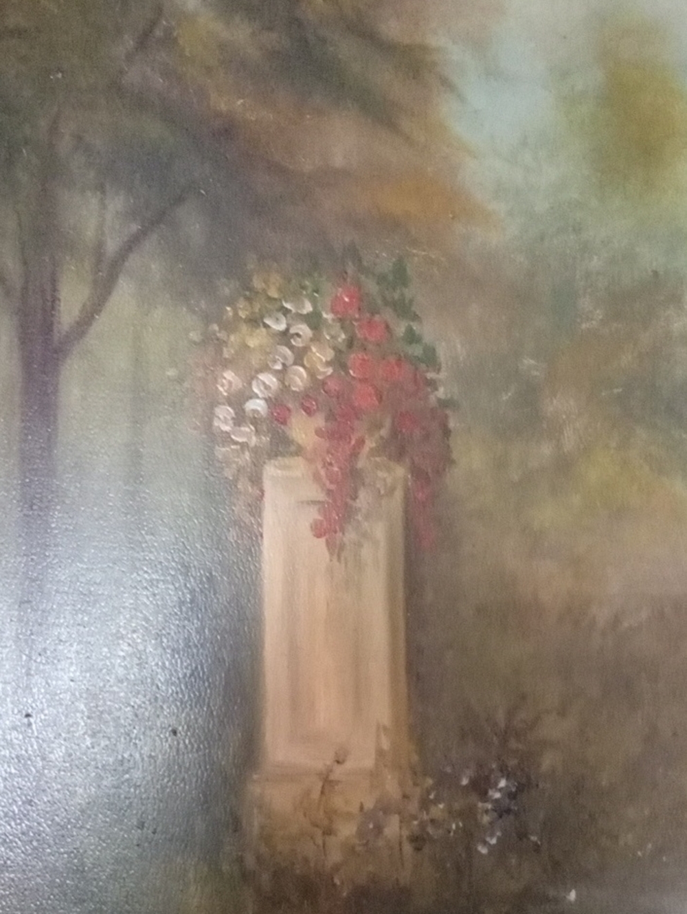 Rare Antique French Rococo Hand-Painted Leather Fireplace / Accent Screen - Picture 15 of 16